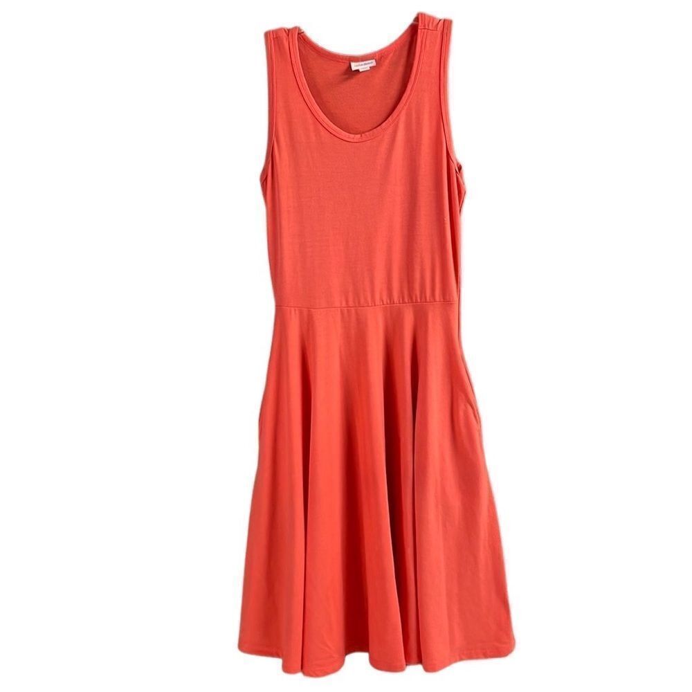 Lularoe XL Nicki Sleeveless Dress Solid Peach Coral Pockets Cotton Size Small